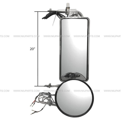 Main Door Mirror w/ 8" Convex Mirror & Extension Bracket Arm - LH RH Fit Truck - Picture 6 of 7