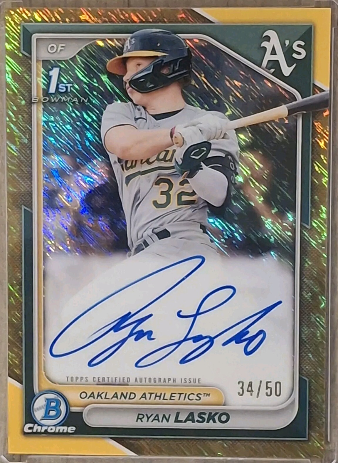 2024 Bowman Chrome Ryan Lasko #CPA-RLAS Gold Shimmer Refractor Auto /50
