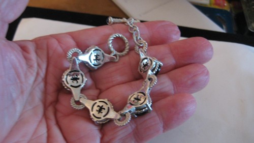 NICE JUDITH RIPKA STERLING SILVER & ONYX BRACELET, 7" - Picture 2 of 4