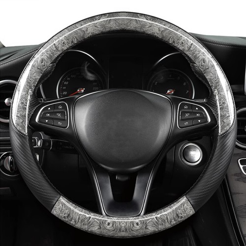 Universal Wood Grain Steering Wheel Cover Leather Non Slip Breathable Accessory - Picture 4 of 26