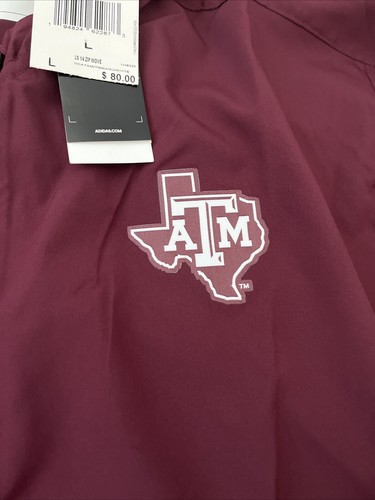 Size Large-Adidas Texas A&M LS 1/4 Zip Wove Pullover Windbreaker Jacket - Picture 3 of 7
