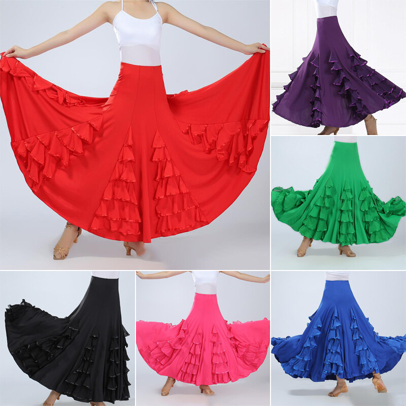 Vestido Español 360 Grados Dama Big Swing Clásico Gitano Vals Baile Práctica Escenario