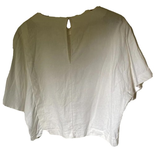 NEW ZARA White Casual Cotton Short Sleeve Blouse Top Size Medium - Picture 7 of 9