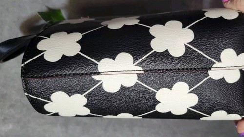 KATE SPADE JUNO GRANT ST Black Leather White Flower Short Handles Purse, NWT - Picture 12 of 14