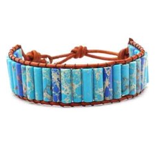 Hand Woven Gemstone Cuff Bracelet Emperor Beads 0053