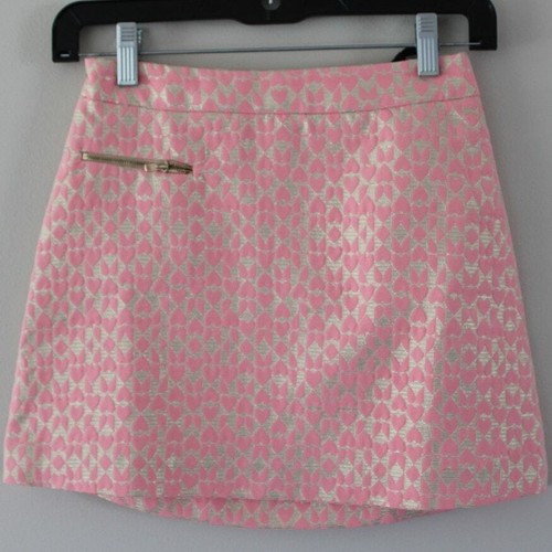NWT Bonpoint Couture Dona Metallic Pink Heart Mini Skirt 12 - Picture 1 of 8