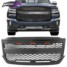 Fits 16-19 Chevy Silverado 1500 LD Front Bumper Hood Mesh Grille Matte Black