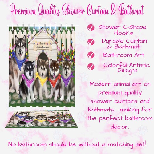 Alaskan Malamute Bath Mat & Shower Curtain Set Personalized Many Designs NWT - Picture 9 of 19