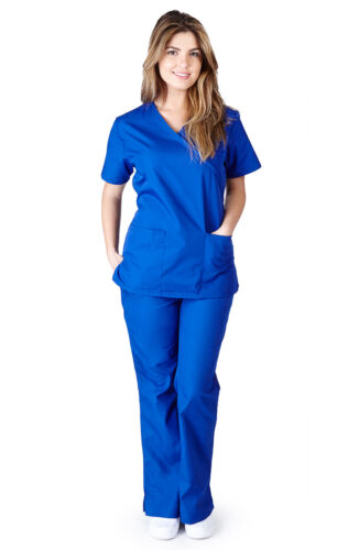 Medical Nursing Women Scrubs Sets UNIFORMS Size XS S M L XL 2XL 3XL Mock Wrap - Picture 12 of 16