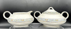 Art Deco Creamer & Sugar Lid Pope Gosser Orange Geometric Blue Flowers Porcelain