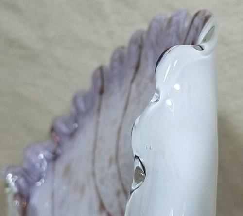 DE COLECCIÓN MCM 9" VIDRIO DE MURANO DOBLADO CON VOLANTES PÚRPURA CON CUENCO REMOLINO DE COBRE - Imagen 11 de 12