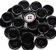 1 Inch 25mm Black Resin Buttons Sewing Flatback Button for Garment DIY Craft ...