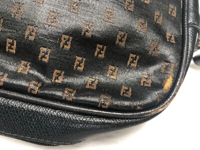 バッグ Fendi vintage fendi sas bag antique Fendi SAS Handbag Brown Black Leather Cloth ref.1575581