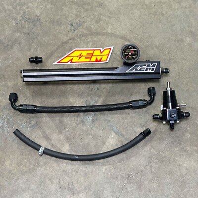 AEM Budget Fuel Rail Swap Kit for Honda Civic Integra B Series EG EK DC2 (Black)