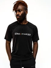 ACTIVELY BLACK Men's GREATNESS Performance Shirt Size 2X Black Tee