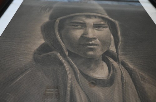 Large Original Peruvian Portrait of Andean Child- by O. Campo Framed 26" X 32" - Picture 8 of 8