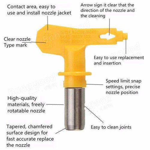 Ugello Spruzzatore Vernice 111 211 311 411 615... Punta Pistola Ugello Spruzzatore Airless - Giallo - Foto 3 di 6