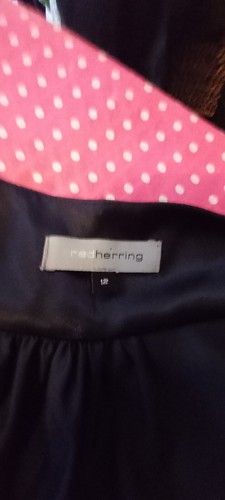 Red Herring Satin look dress Blue 12 with balloon hem - Picture 2 of 6