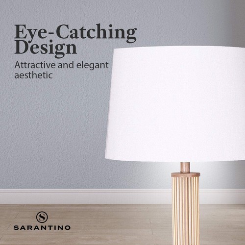 Sarantino Rattan Floor Lamp With Off-White Linen Shade by Sarantino - Picture 6 of 10