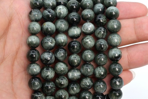 9MM Genuine Natural Green Chrysoberyl Cat Eye Beads AA Round Loose Beads 7" - Picture 3 of 3