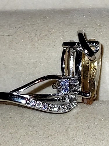 Citrine 12x8mm, Tanzanite & Simulated Cz's, 14K White Gold Plate St.Sil 925, 7 - Picture 19 of 19