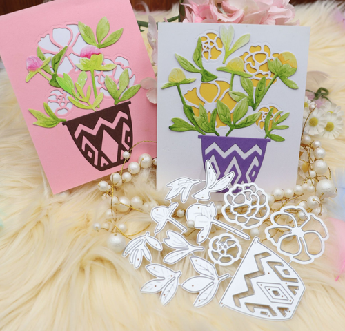 Flower Pot Set Metal Cutting Die Card Making Scrapbooking Paper Crafts UK - Picture 4 of 5
