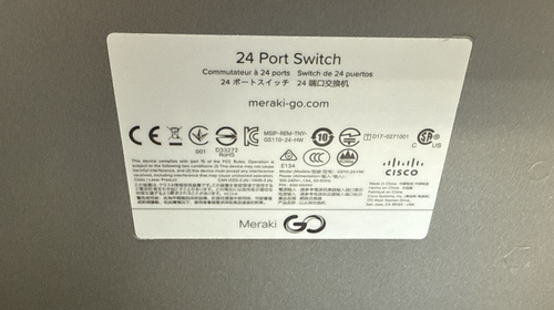 Cisco Meraki Go 24 Port POE 10/100/1000 Managed Network Switch GS110-24-HW - Photo 7/7