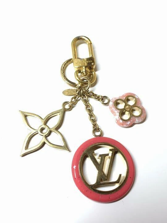 Louis Vuitton Bag Charm Key Holder LV Circle Gold in Brass with