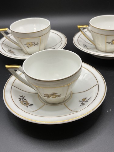 3 Vista Alegra VA Vintage Small Cup And Saucer Sets Floral Gold Decoration Trim - Picture 7 of 8