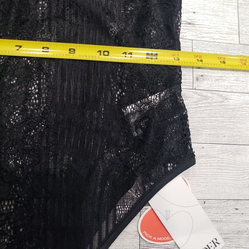 Cider Black Lace Bodysuit Dark Feminine Cottage Coquette Goth Stretch Size M NWT - Picture 10 of 11