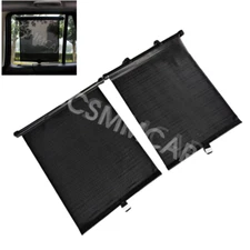 2X Retractable Sun Shade Cover Car Side Window Roller Visor Shield Black 40x45cm