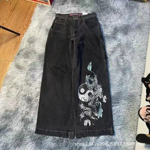 Baggy Jeans Yk2Vintage Washed Haft Hip Hop Męskie dżinsy - Zdjęcie 13 z 35