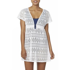 Women-039-s-Tropical-Escape-Kara-Swim-Cover-Up-White-Size-Small