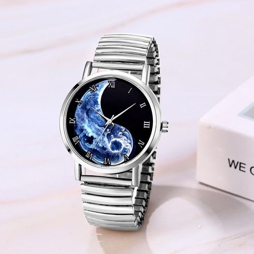2pcs Couple Watch Men Women Elastic Band Matching BAGUA Quartz Wristwatch Set - Picture 20 of 27