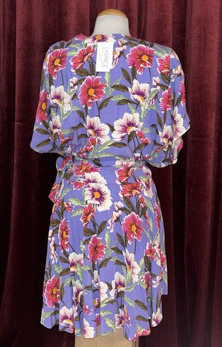 NWT L*Space Purple Red Floral Wrap Tie Waist V Neck Mini Dress - Large / $125 - Picture 4 of 8