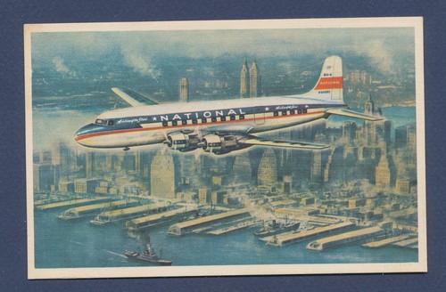 National Airlines DC-6 The Star Airplane over NYC - Postkarte ohne Postkarte, um 1950