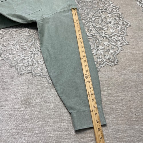 LL Bean Dress Shirt Men's Size 17-35 Button Down Long Sleeve Green Cotton - Picture 10 of 11