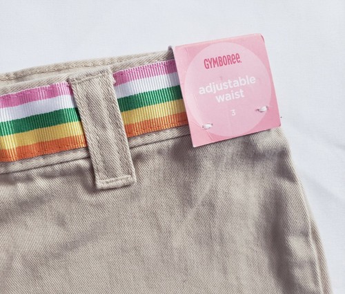 Pantaloncini corti Gymboree bambina kaki marrone taglia 3 vita arcobaleno vita regolabile - Foto 2 di 5