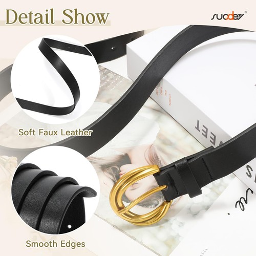 Trendy Women Leather Belt Leather Belt for Jeans Pants Ladies Leather Gold Bu... - Picture 4 of 7