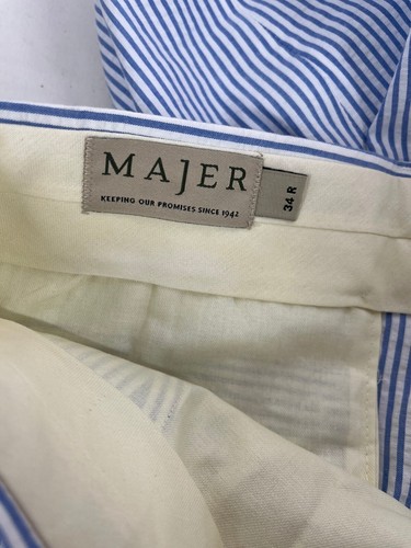 NWT Majer Men's SeerSucker Blue and White Striped Pants - Size 34R - Picture 2 of 4