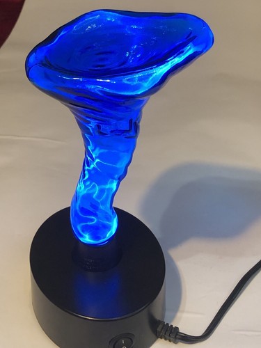 Lumisource 16” Sculptured Electra Twisted Plasma Motion Blue Glass Light Lava