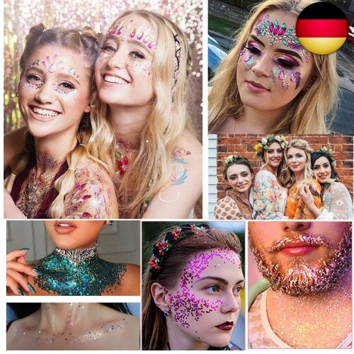 12 Stück Fluoreszierendes Glitzer, Gesicht Körper Glitzer, Glitzerpulver P - Bild 8 von 8