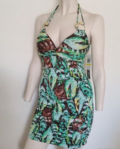 LADIES XOXO RUCHED MINI BODYCON HALTER DRESS SIZE M Jr. NWT