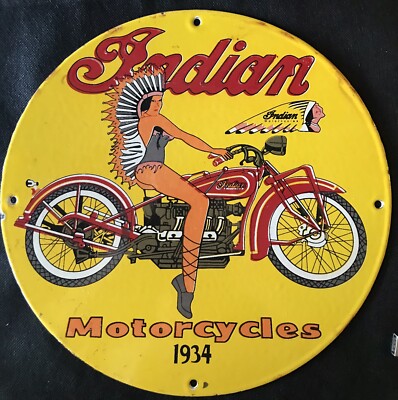 アメリカ　インディアン　バイクの看板　ヴィンテージ1980-1990 USA VINTAGE TIN SIGN / Indian Motorcycle』