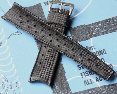 Genuine 1960s Swiss Tropic 19mm curved end vintage dive watch band rubber divers - Photo 1/4