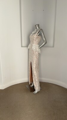 white sleeveless peplum dress Unbraded Sleeveless Peplum Maxi Lace White Dress Made In Italy Size S