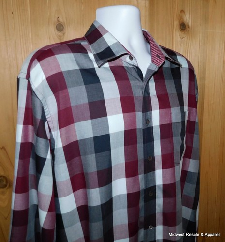 Bullock & Jones Mens 2XL Plaid Button-Up Shirt 100% Cotton Long Sleeve - Picture 7 of 10