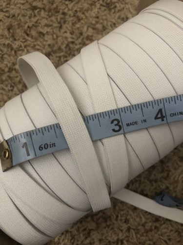1/2 Zoll Breite X 10 Yards Geflochtene Elastische Kordel/Gummiband/Gummizug Weiß Grobkorn - Bild 2 von 6