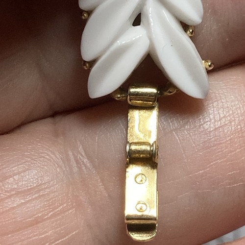 Signed: CROWN TRIFARI PARURE NECKLACE BRACELET EARRINGS white THERMOSET? Gold To - Picture 8 of 19