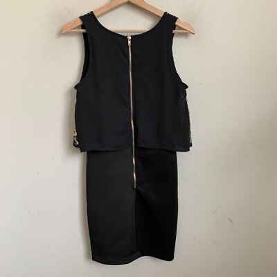 Gianni Bini Womens Black Dress Gold Top Sequin Zip Sleeveless Round Neck  Size XS | eBay
